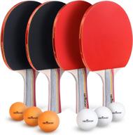 🏓 abco tech ping pong paddle & table tennis set - pack of 4 high-quality rackets and 6 table tennis balls - soft sponge rubber - suitable for professional and recreational games - 2 or 4 players логотип