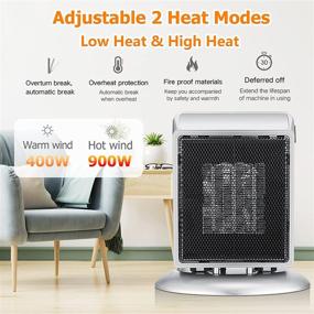 img 2 attached to 🔥 Portable Space Heater: Personal Desk Heater with Adjustable Thermostat and Tip Over Protection | Small Space Heater with 2 Heat Modes | Quick Heat up for Office, Home, Bedroom Indoor Use | Electric Mini Heater