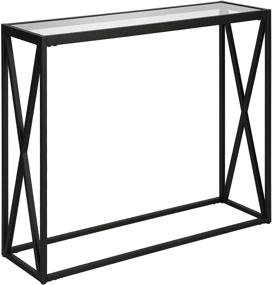 img 3 attached to 🌟 Stylish Henn&Hart Modern Console Table: Blackened Bronze Design with Glass Top and Shelf