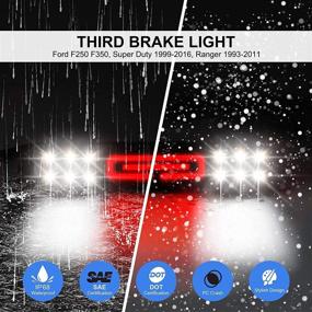 img 2 attached to Фара стоп-сигнала LED с высоким монтажем KRSCT для Ford Super Duty 1999-2016, F-250 F-350 F-450 F-550 / Ranger 1993-2011, защита IP68 от воды, красно-белый овал 12" с дымчатым корпусом, прозрачная задняя фара.