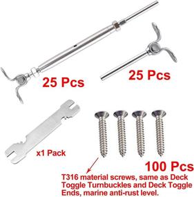 img 1 attached to 🔩 25 Pack T316 Stainless Steel Cable Railing Hardware Kit with Adjustable 180° Angle, Ideal for Wood Posts, Includes 1/8" Wire Rope, Adjustable Swage Toggle Turnbuckle Tensioner and End Fitting, Marine Grade