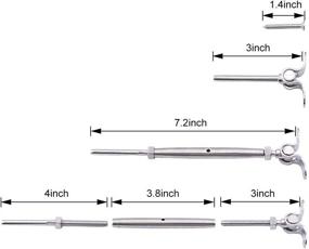 img 2 attached to 🔩 25 Pack T316 Stainless Steel Cable Railing Hardware Kit with Adjustable 180° Angle, Ideal for Wood Posts, Includes 1/8" Wire Rope, Adjustable Swage Toggle Turnbuckle Tensioner and End Fitting, Marine Grade