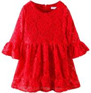 👧 charming littlespring girls lace dress: captivating hollow flare sleeve for weddings & parties logo