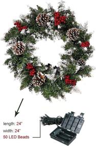 img 2 attached to Outdoor Christmas Wreath - 24 inch, Pre-lit with Lights, Small Artificial Xmas Wreath adorned with Winter Snowflakes - Perfect for Door Hanging & Holiday Decoration