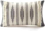 🌿 boho decorative pillow covers: grey nordic print, 12x20 inch, geometric stripes - sofa, bedroom, farmhouse логотип