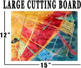 img 2 attached to 🎨 Modern Decorative Gift - Abstract Art Kitchen Glass Cutting Board with Red Painting and Wavy Contrast Design