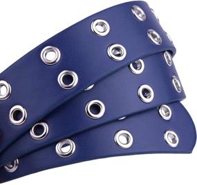 img 2 attached to Stylish Sportmusies Double Grommets Leather Men's Belts: Fashionable Accessories for the Modern Man