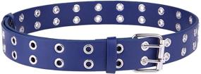 img 1 attached to Stylish Sportmusies Double Grommets Leather Men's Belts: Fashionable Accessories for the Modern Man