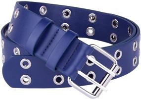 img 4 attached to Stylish Sportmusies Double Grommets Leather Men's Belts: Fashionable Accessories for the Modern Man