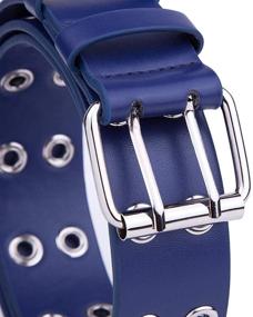 img 3 attached to Stylish Sportmusies Double Grommets Leather Men's Belts: Fashionable Accessories for the Modern Man