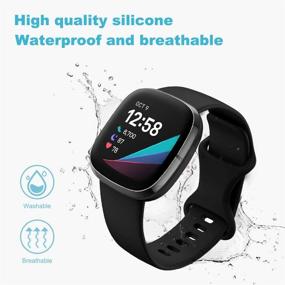 img 3 attached to 🔗 Liwin 2-пакет спортивных ремешков для Fitbit Sense/Versa 3 - совместимая силиконовая замена каишки для смарт-часов Sense - Женские Мужские - S-(5.7&#34; - 7.4&#34;) - Черный/Полуночно-синий