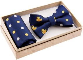 img 2 attached to 🦆 Stylish Canacana Rubber Duck Pre-tied Bow Tie Set with Stripes Pocket Square for Boys - A Perfect Blend of Charm and Convenience