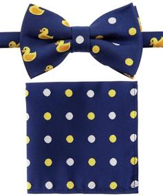 img 4 attached to 🦆 Stylish Canacana Rubber Duck Pre-tied Bow Tie Set with Stripes Pocket Square for Boys - A Perfect Blend of Charm and Convenience