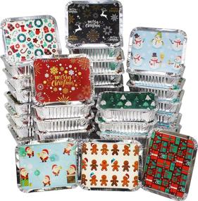 img 4 attached to 🎁 Christmas Foil Containers with Lid - 40 Pieces, 8 Holiday Designs | Small Gift Bags Santa Sacks – 7"x5.5"x2