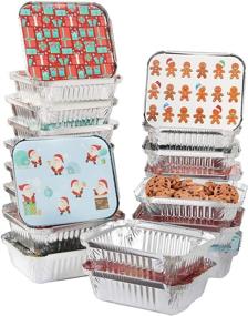 img 3 attached to 🎁 Christmas Foil Containers with Lid - 40 Pieces, 8 Holiday Designs | Small Gift Bags Santa Sacks – 7"x5.5"x2