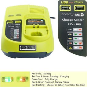 img 1 attached to 🔋 Elefly P117 Dual Chemistry 18V Battery Charger Replacement for Ryobi ONE+ P117 P118 - Compatible with 18V 14.4V 12V Lithium NiCd NiMh Batteries (P100 P101 P102 P103 P105 P107 P108)