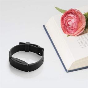 img 2 attached to 4-пак Перезапасные ремни Fitbit Inspire HR/Inspire/Ace 2 - Регулируемые мягкие силиконовые спортивные ремешки для женщин и мужчин (маленькие, чёрный+синий+серый+белый)