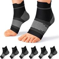 plantar fasciitis socks (pack of 6) for men and women, compressive foot sleeves with arch and ankle support in black, size large логотип