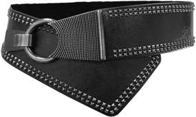 img 4 attached to Fashion Studded Oblique Adjustable Elastic Women's Accessories in Belts