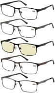 👓 eyecedar 5-pack metal frame rectangle reading glasses for men with blue light blockers (2.50) logo