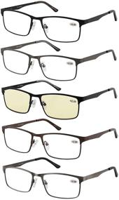 img 4 attached to 👓 Eyecedar 5-Pack Metal Frame Rectangle Reading Glasses for Men with Blue Light Blockers (2.50)