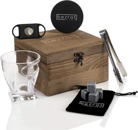 img 1 attached to 🥃 Whiskey Cigar Glasses Set with Side Mounted Cigar Holder, 10 oz + Whisky Chilling Stones and Accessories in Wooden Box - Ideal Scotch Bourbon Gift for Dad, Husband - Perfect for Father's Day, Birthday by Bezrat