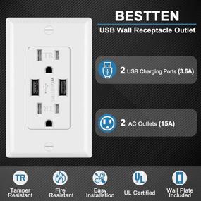 img 3 attached to 🔌 Convenient and Safe: 12-Pack BESTTEN Dual USB Wall Outlet with Tamper-resistant - UL Listed, White