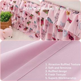 img 1 attached to 🦋 WestWeir Pink Ruffle Bed Skirts with Split Corners - 3 Side Coverage, 15 Inch Tailored Drop - Elegant Waterfall 4 Layer Ruffled Design - Butterfly Pattern - California King Size - Pink