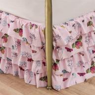 🦋 westweir pink ruffle bed skirts with split corners - 3 side coverage, 15 inch tailored drop - elegant waterfall 4 layer ruffled design - butterfly pattern - california king size - pink logo
