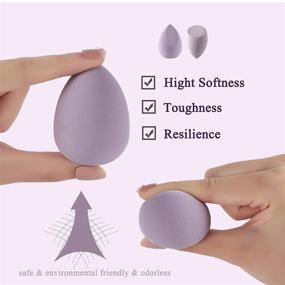 img 2 attached to 💜 Flawless Makeup: 4-Piece Purple Sponge Blender Set for Foundation and More - Includes Egg Case & Holder