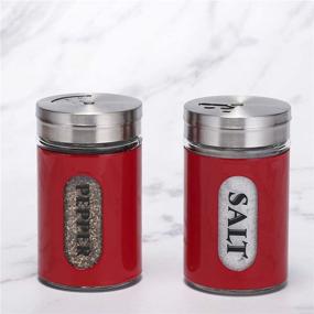 img 3 attached to YEEPHENYEEVEE Stainless Steel and Glass Salt and Pepper Shakers – Red, Adjustable Pour Holes