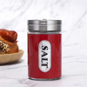 img 1 attached to YEEPHENYEEVEE Stainless Steel and Glass Salt and Pepper Shakers – Red, Adjustable Pour Holes