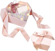 heart-shaped pink birthday gift box with bow and lid - includes card, ribbon, foam balls for slime, mini plush bunny, and led light string logo
