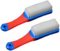 🧽 comfort grip emoly scrub brush with flexible stiff bristles | heavy duty for bathroom, shower, sink, carpet, and floor | blue and red logo