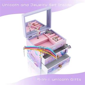 img 3 attached to Enchanting Princess/Unicorn Wooden Musical Jewelry Box for Girls with Matching Necklace and Bracelet Set - Purple Unicorn4