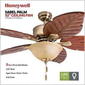 img 3 attached to 🌴 Honeywell 50500-01 Sabal Palm 52" Ceiling Fan in Aged Brass, Enhanced for SEO