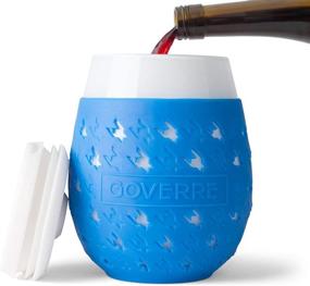 img 3 attached to GOVERRE: Portable Stemless Wine Glass Tumbler with Silicone Sleeve (Blue) - Modern Classic Design