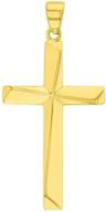 elegant plain cross pendant in solid 14k yellow gold for religious purposes logo