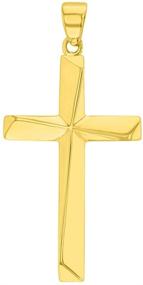 img 2 attached to Elegant Plain Cross Pendant in Solid 14K Yellow Gold for Religious Purposes