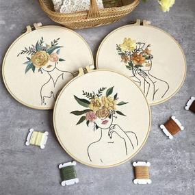 img 2 attached to 🌸 Beginner Embroidery Kit - Harimau 3 - Floral Plant Pattern - Cross Stitch Kits with Stamped Embroidery Cloth, 3 Embroidery Hoops, Color Threads, and Embroidery Kits