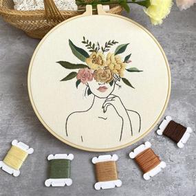 img 1 attached to 🌸 Beginner Embroidery Kit - Harimau 3 - Floral Plant Pattern - Cross Stitch Kits with Stamped Embroidery Cloth, 3 Embroidery Hoops, Color Threads, and Embroidery Kits