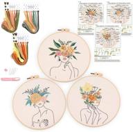 🌸 beginner embroidery kit - harimau 3 - floral plant pattern - cross stitch kits with stamped embroidery cloth, 3 embroidery hoops, color threads, and embroidery kits logo