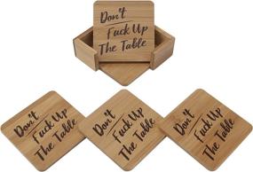 img 2 attached to 🍻 Don't Ruin Your Table: Unique Bamboo Drink Coasters, Set of 4 with Holder - Perfect Housewarming Gift