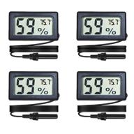 🌡️ veanic mini digital hygrometer thermometer gauge: lcd display, temperature fahrenheit & humidity meter – versatile for incubators, reptile plant terrariums, humidors, guitar cases, greenhouses – 4-pack логотип