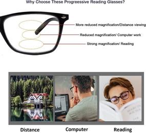 img 2 attached to 🤓 2-Pack Blue Light Blocking Progressive Multifocus Reading Glasses for Men and Women - Spring Hinge Progressive Readers