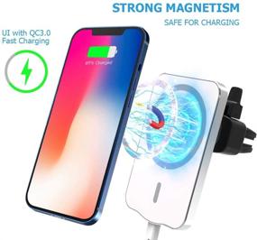 img 3 attached to 15W Magnetic Wireless Car Charger Mount for Mag-Safe Case/iPhone 13 12/ Pro/Pro Max/Mini - Fast Charging, Secure Air Vent Clamp - AUNCLEY