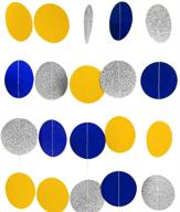 🎉 circle dots paper party garland 4-pack for bridal shower, wedding, graduation & more - navy, yellow, silver theme decorations logo