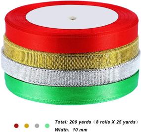 img 3 attached to 🎀 Sumind 10mm Satin Ribbon Rolls - Shimmer Sheer Organza & Chiffon Gift Ribbons for Christmas DIY Crafts (Color A) - 200 Yards Total