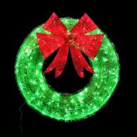 add sparkle to your holiday décor with the home accents holiday w12l0568 36 in. green tinsel wreath with twinkling lights logo
