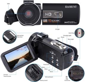 img 3 attached to 📹 1080P HD Camcorder Digital Video Camera 30FPS with 3.0" Touch Screen, 24MP, Microphone, Wide Angle Lens, Vlogging Camera with Remote Control, Infrared Night Vision Recorder - Model 3053STRMW